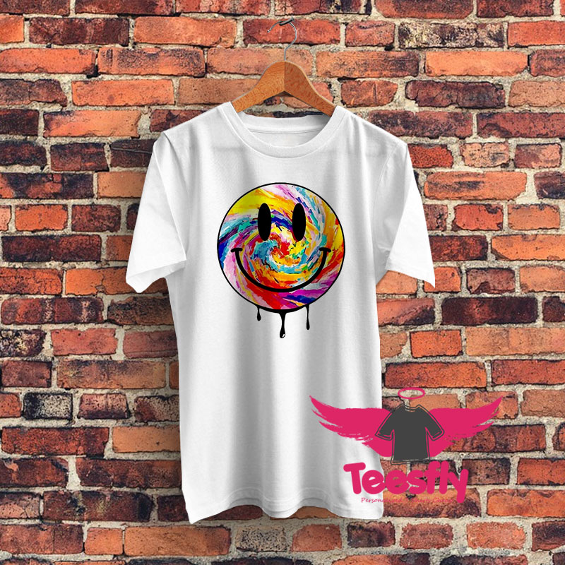 Acid Dripping Smiley Face Tie Dye Graphic T Shirt