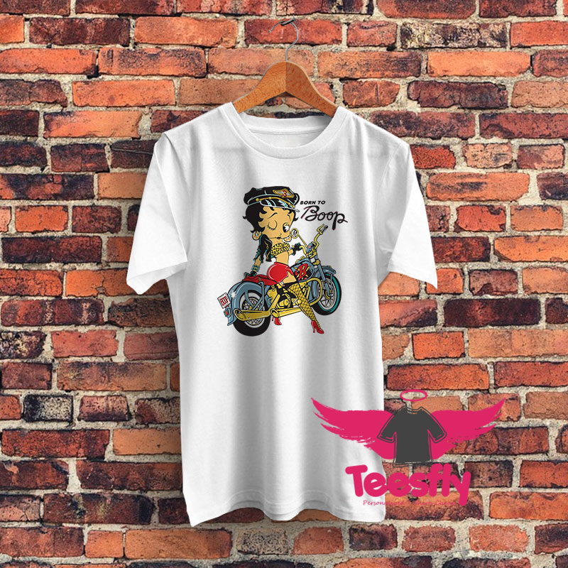 Betty Boop Biker Cartoon Graphic T Shirt