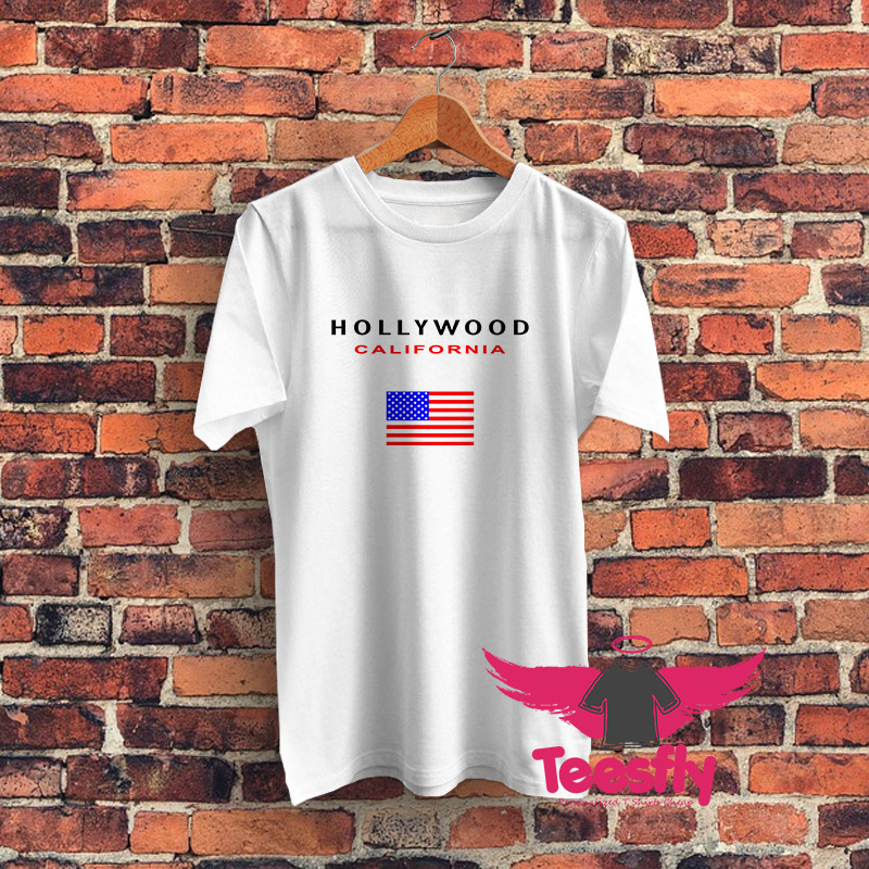 Hollywood California Flag Graphic T Shirt