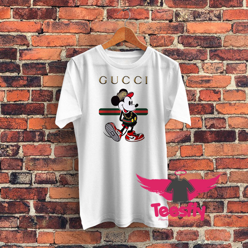 Mickey Mouse Gucci Stripe Graphic T Shirt