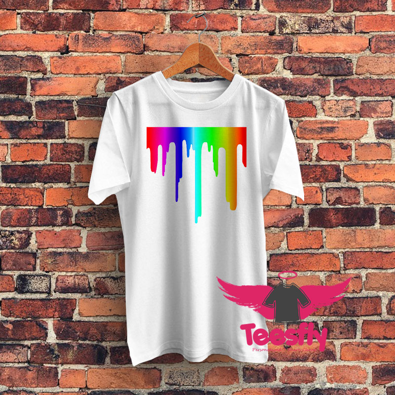 Rainbow Paint Drip Graphic T Shirt