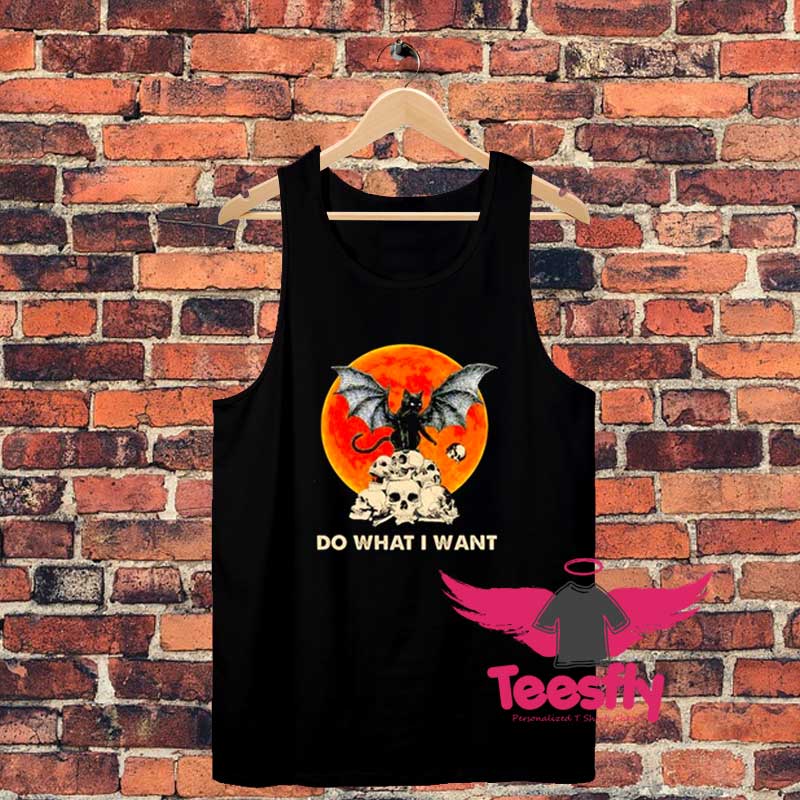 Bat And Black Cat Moon Unisex Tank Top