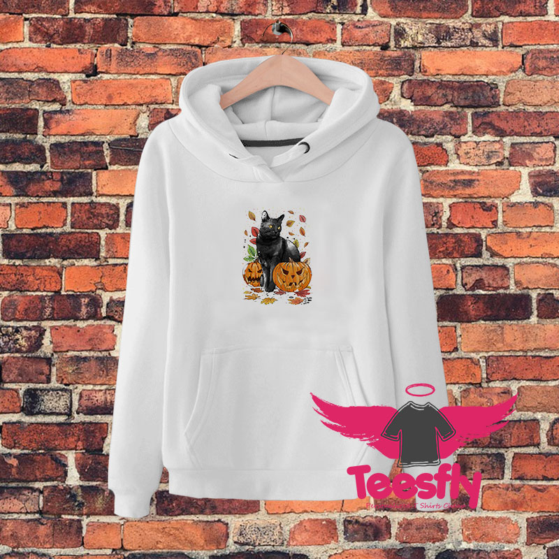 Cat Leaves and Pumpkins Hoodie