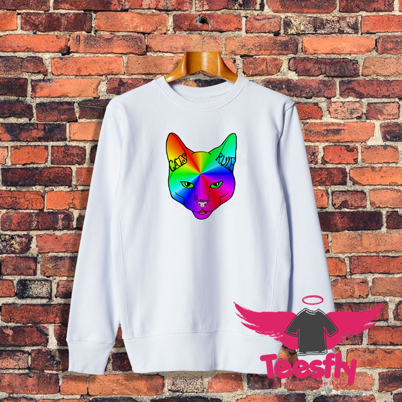 Cats Rule Rainbow Meow Sweatshirt