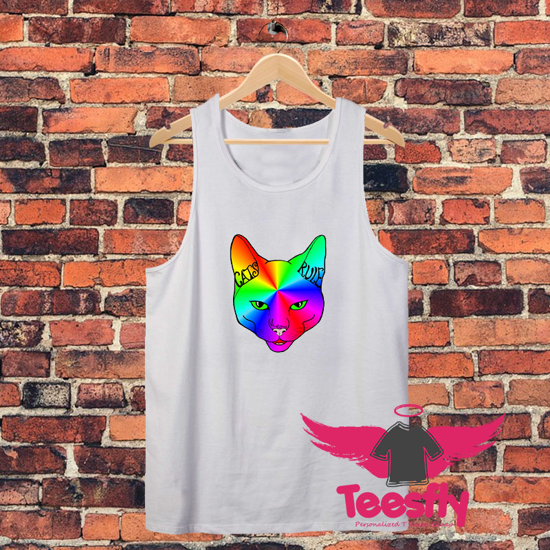 Cats Rule Rainbow Meow Unisex Tank Top