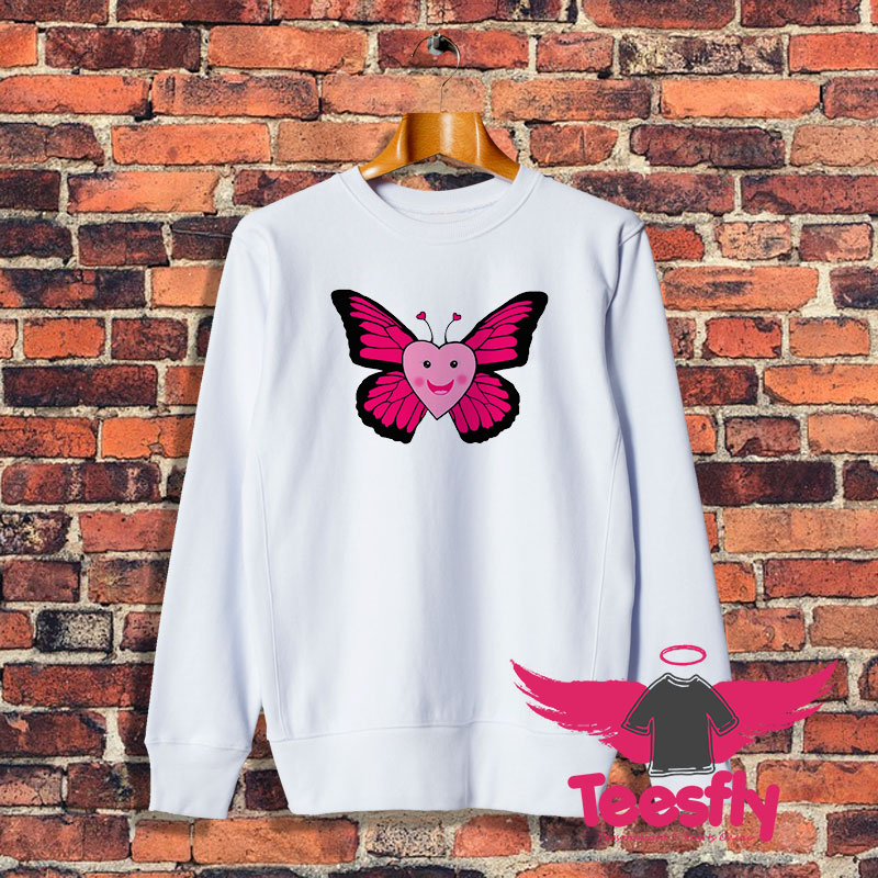 Happy Pink Heart Butterfly Sweatshirt