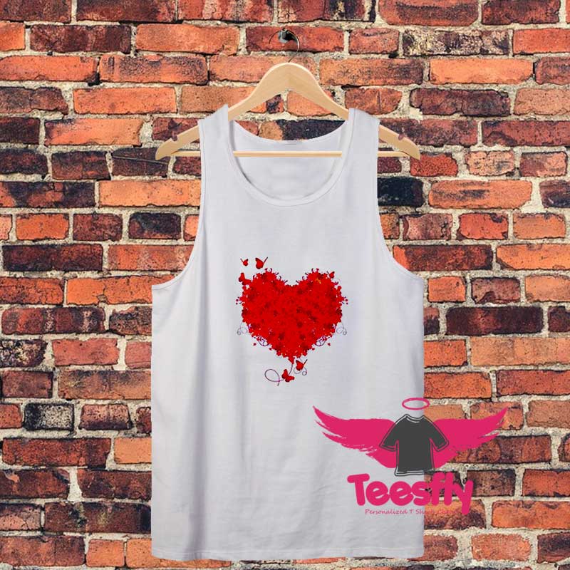 Love Heart Flower Butterfly Unisex Tank Top