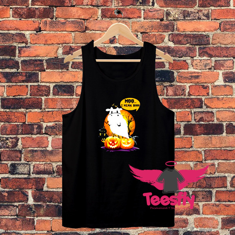 Moo I Mean Boo Pumpkin Moon Unisex Tank Top