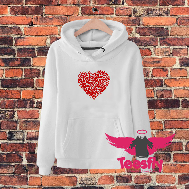 Red Floral Pattern Heart Hoodie