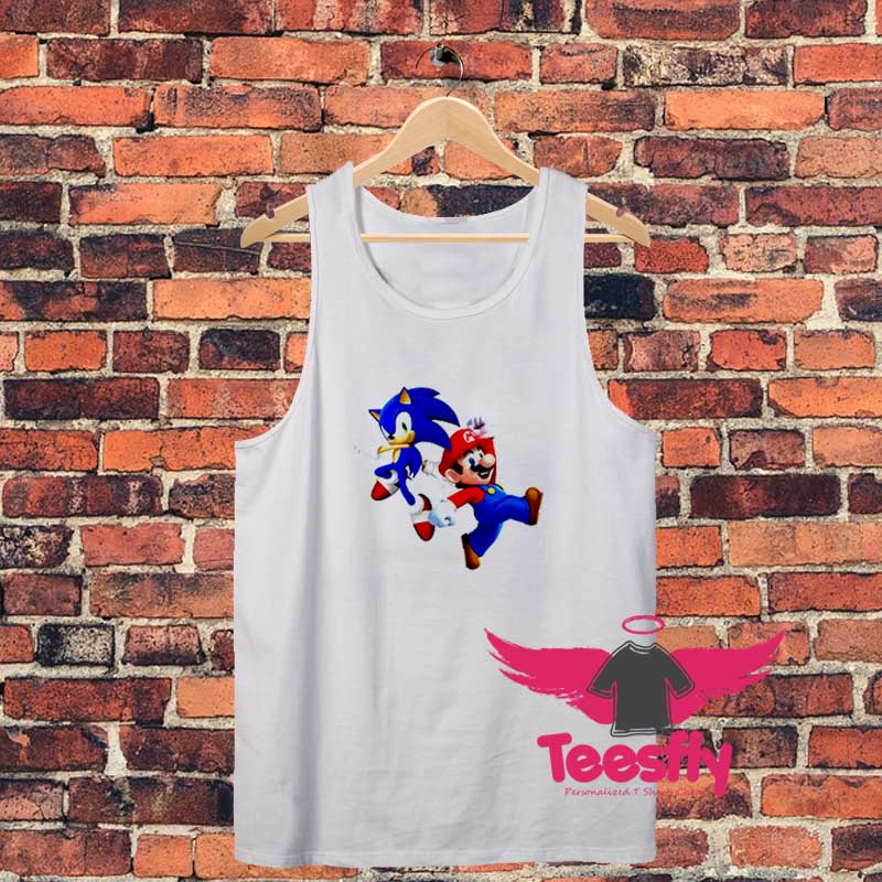 Vintage Kineng Sonic Hedgehog And Mario Cheapest Unisex Tank Top