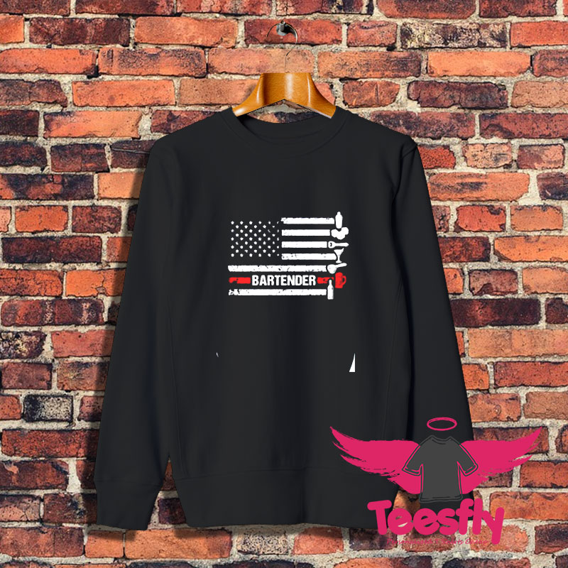 American Flag Cocktail Shaker Bartender Sweatshirt 1