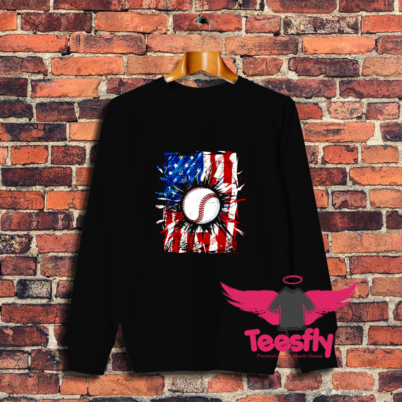 Best Baseball 4Th Of July American Flag Sweatshirt