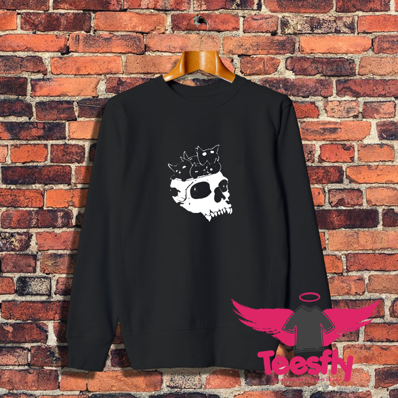 Black Cats In Skull Sweatshirt 1