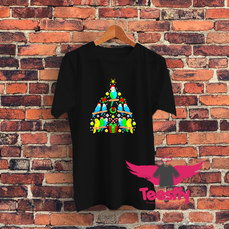 Budgie Christmas Tree Bird Graphic T Shirt