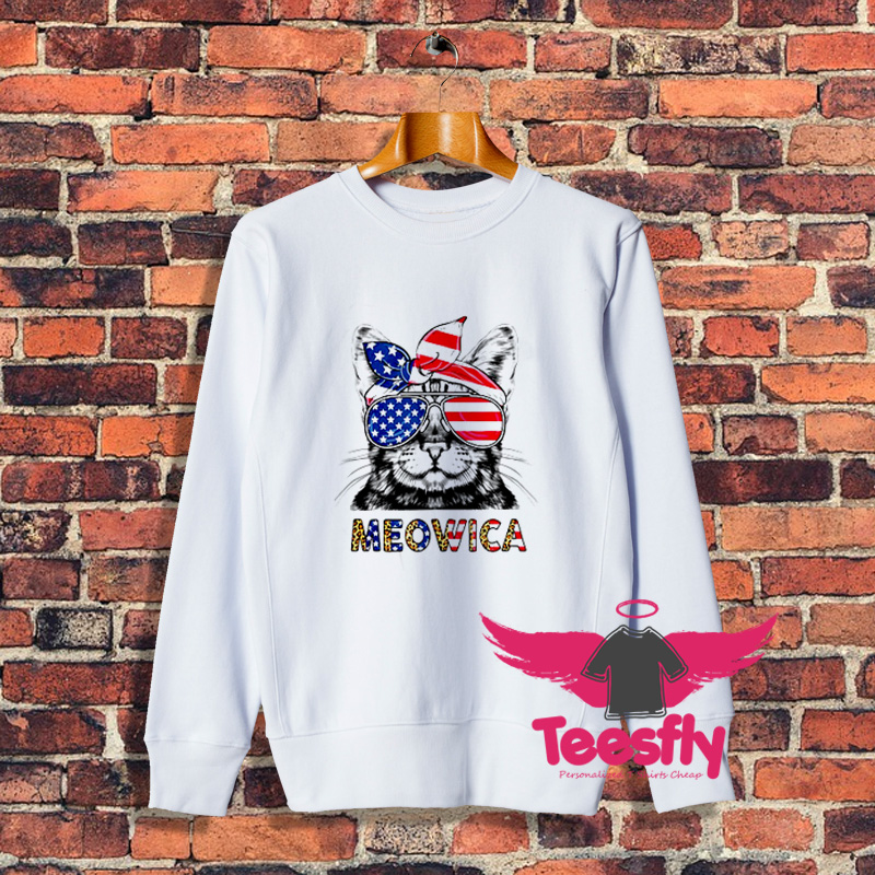 Cheap Cat Meowica 4Th Of July Sweatshirt