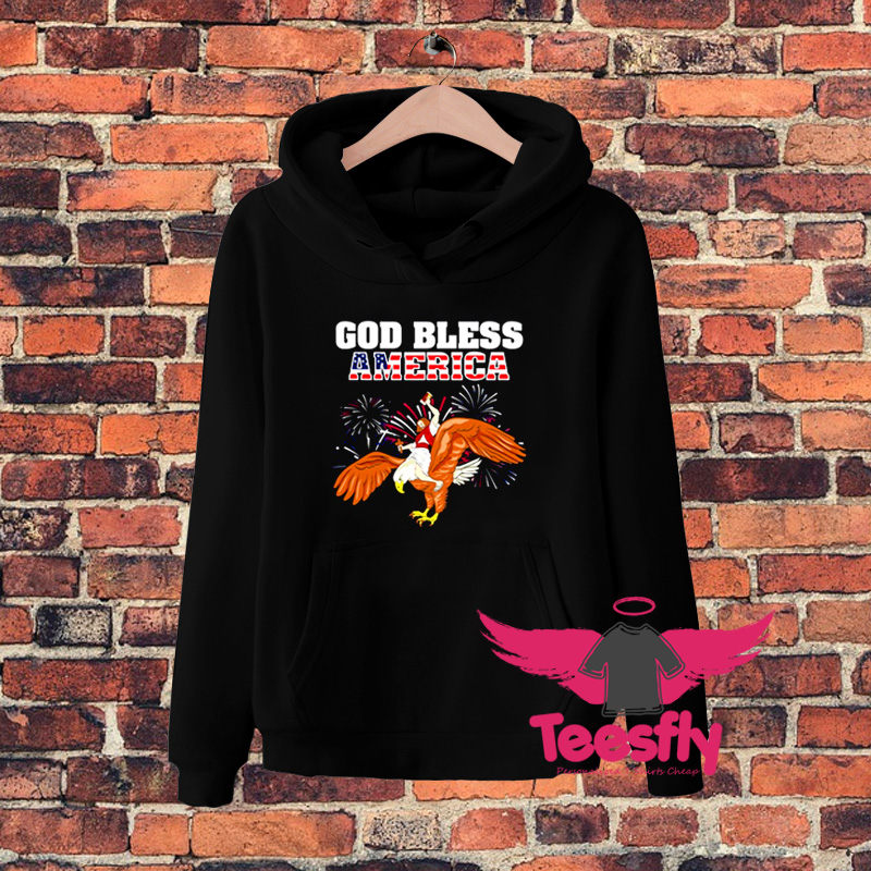 God Bless America Jesus Riding A Bald Eagle Hoodie