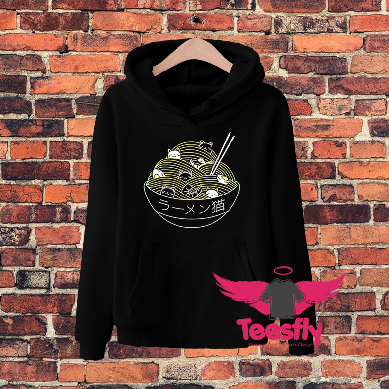 Vintage Ramen Lines Minimalist Cat Hoodie