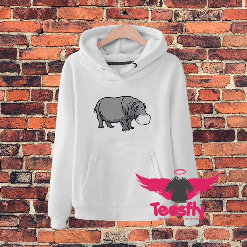 Hippo Wearing Medical Face Mask Hoodie