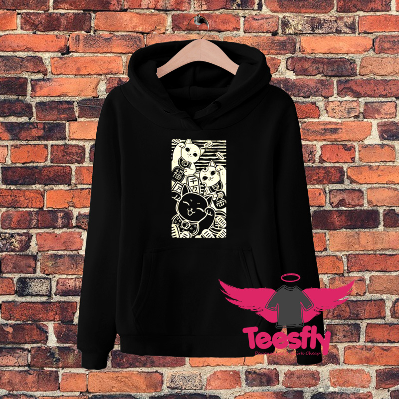 Maneki Nekos Lucky Cats Japanese Hoodie