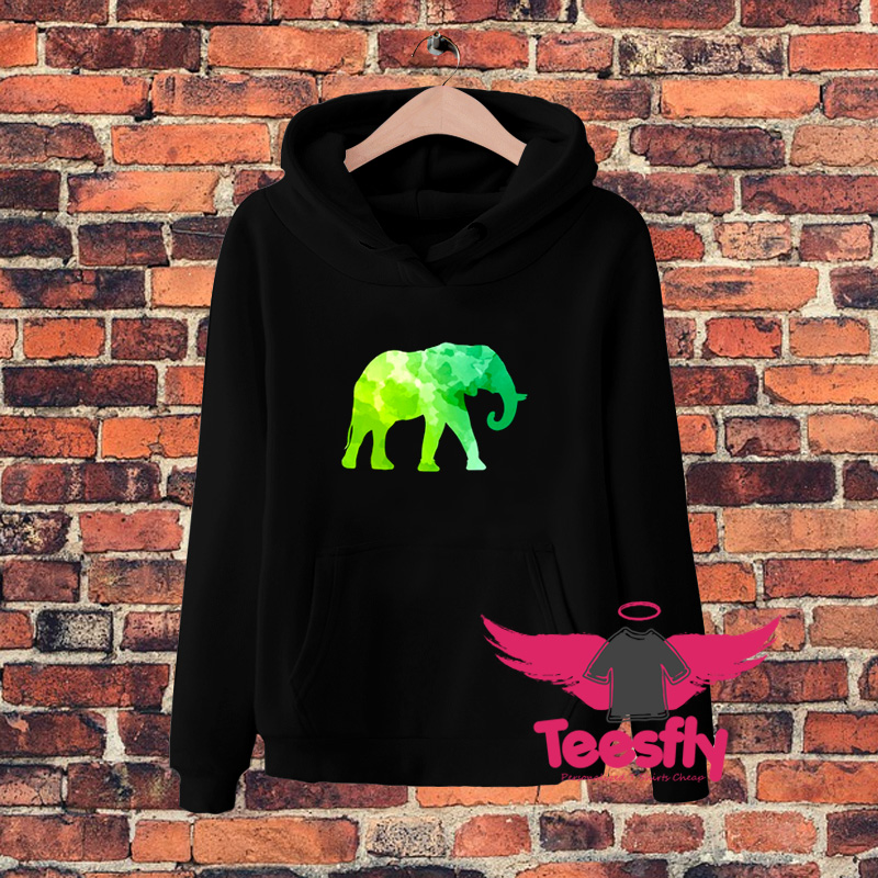 Multi Shade Green Elephant Hoodie