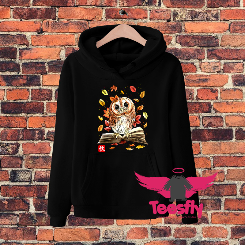 Owl Leaves and Books Hoodie