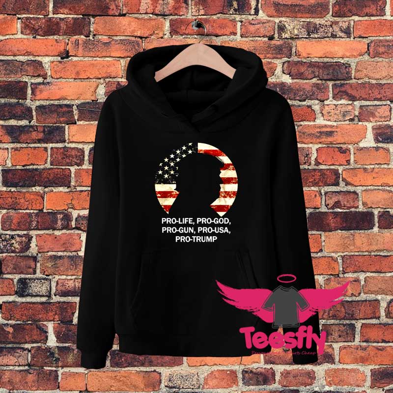 Pro Life Pro God Pro Gun Pro Usa Pro Trump American Flag Hoodie