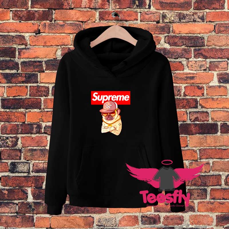 Pug Gansta Tattoos Pug Dog Supreme Hoodie