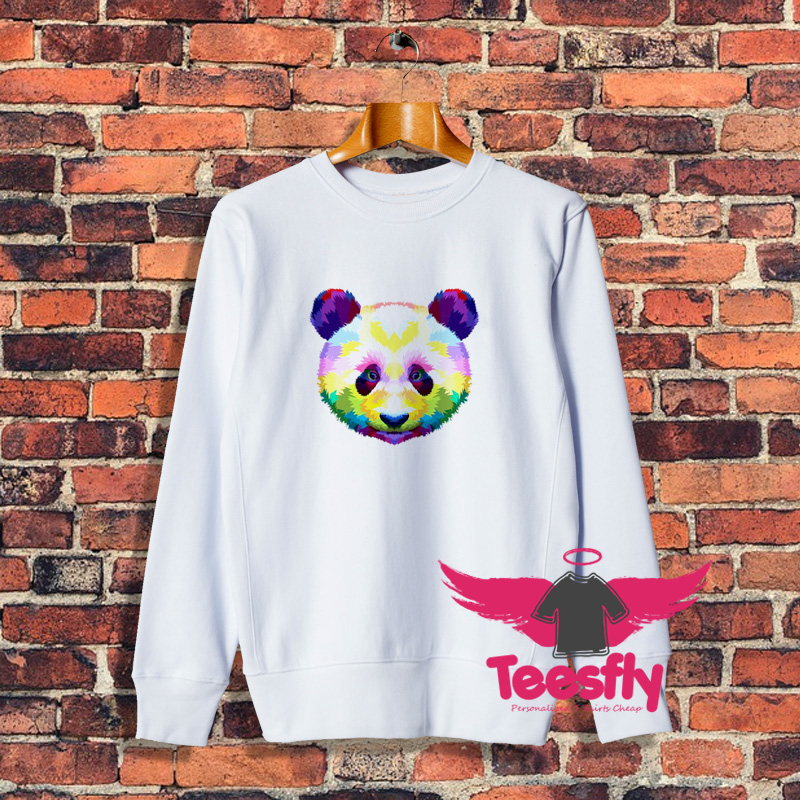 Pandas Head Colorful Artistic Geometric Sweatshirt