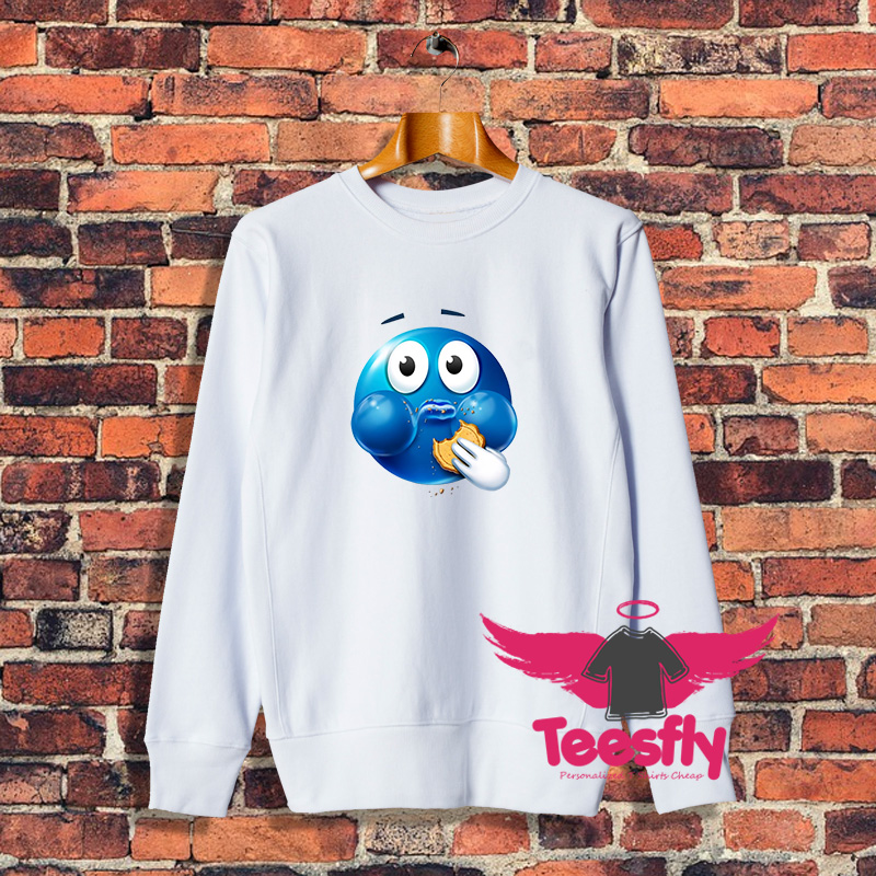 Blue Emoji Eating a Cookie Sweatshirt