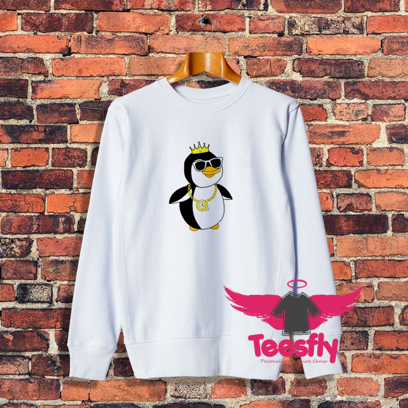 Penguin Gold Clock Chain Crown Sunglasses Sweatshirt