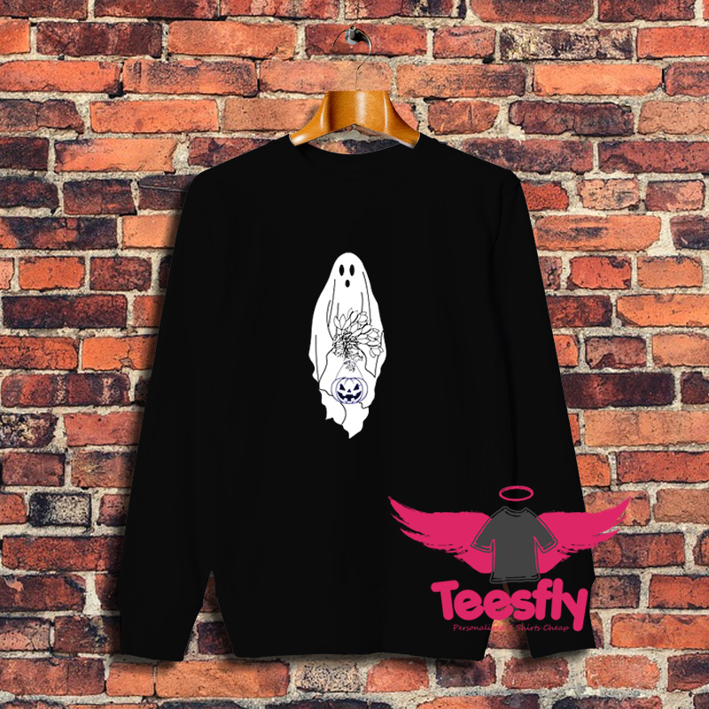 Floral Ghost Pumpkin Sticker Sweatshirt