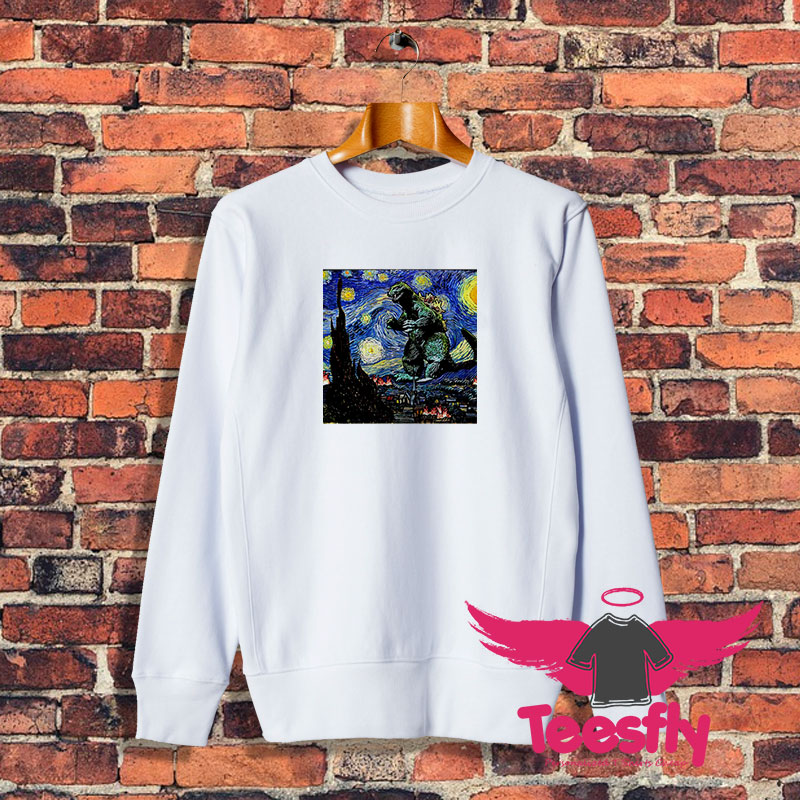 Godzilla Starry Night Van Gogh Sweatshirt