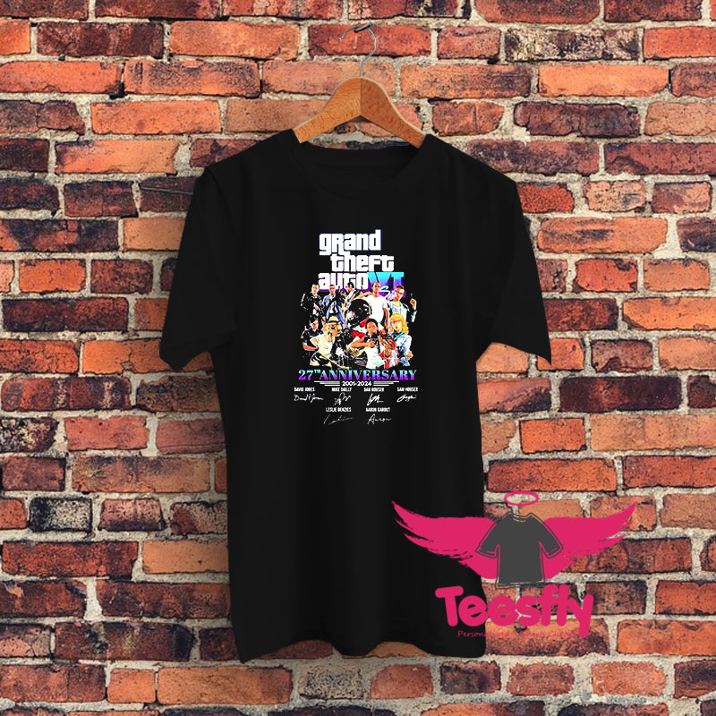 Grand Theft Auto VI 27th Anniversary 2001 2024 Thank You For The Memories Graphic T Shirt