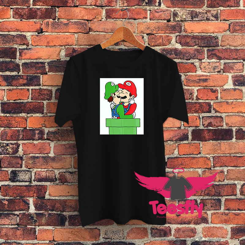 Mario And Luigi Kissing Funny Graphic T Shirt