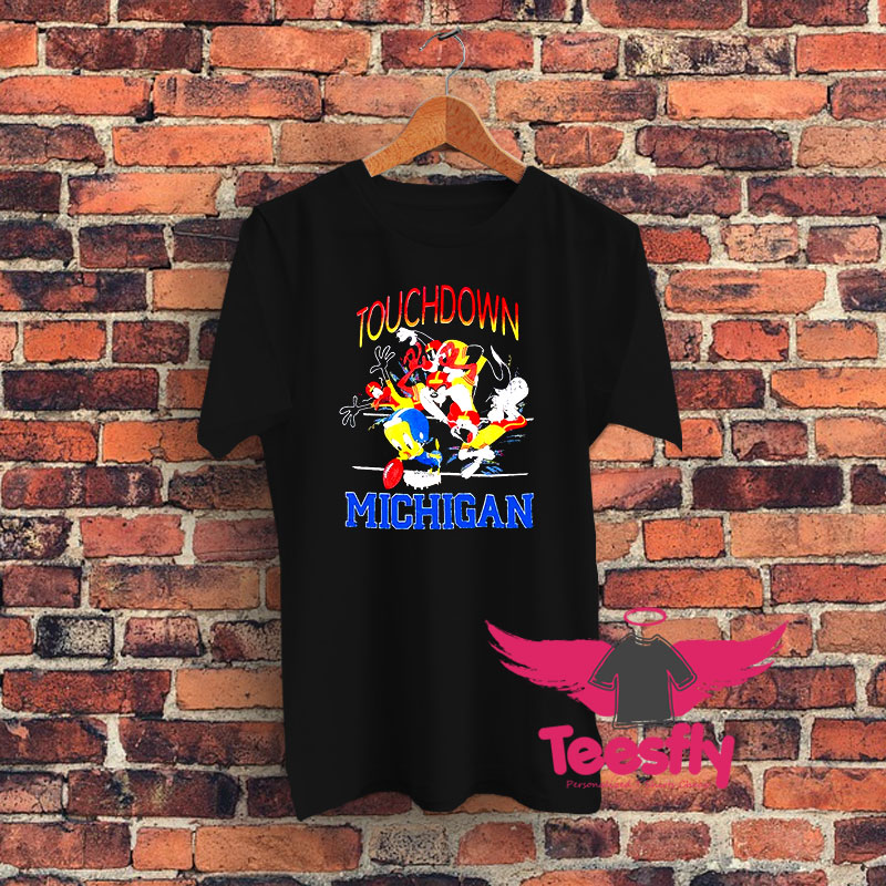 Michigan Wolverine Football Looney Tunes Touch Down Graphic T Shirt