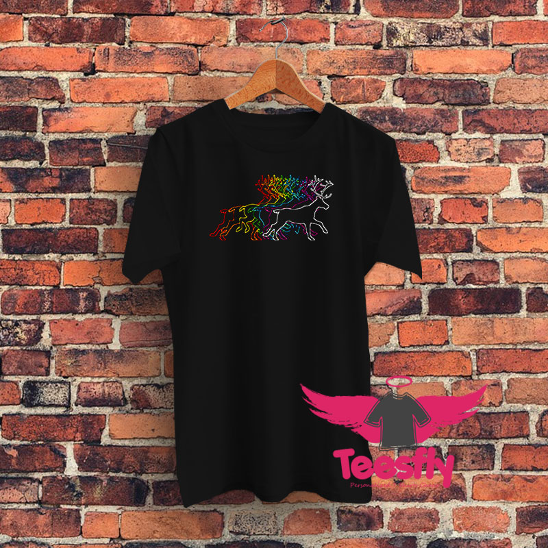 Rainbow Reindeer Christmas Graphic T Shirt