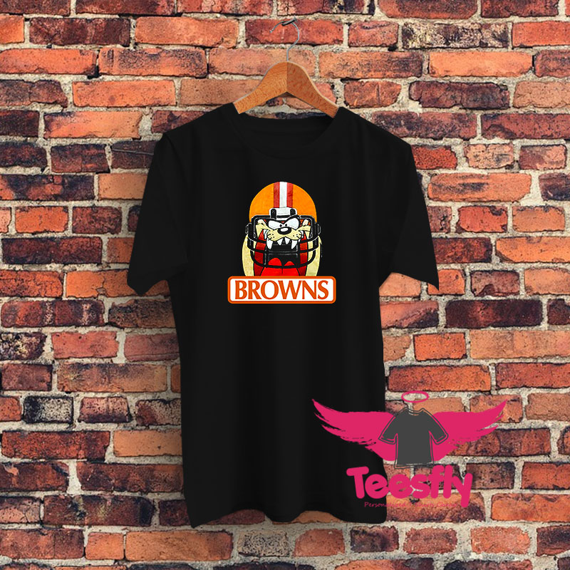 Warner Bros Tasmanian Devil Taz Cleveland Browns Helmet Graphic T Shirt